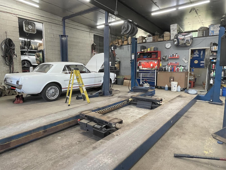 Koches garage bays with a classic car